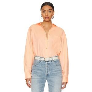 Pistola Bright Orange Button Down Blouse Top Oversized Career Wear Spring XS